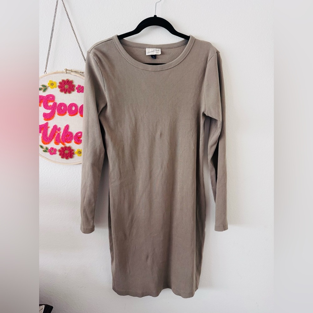 NWOT Universal Thread Ribbed Long Sleeve Knit Dress in Taupe